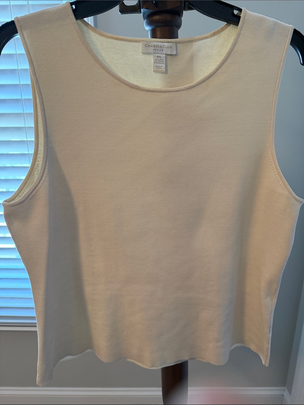 Charter Club Cream Sleeveless Knit Shell Top